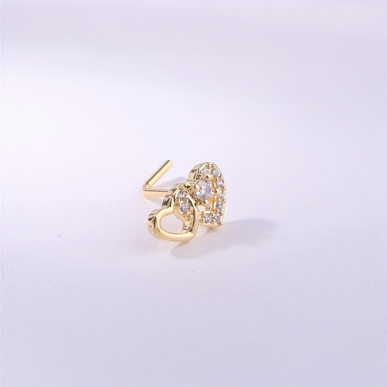 Women's Elegant Heart-Shaped Nose Stud with Cubic Zirconia